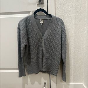 Anne Klein Gray Cable Knit Cardigan